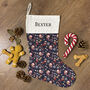Personalised Dog Breed Christmas Stocking In Navy, thumbnail 2 of 11