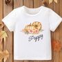 Personalised Floral Pumpkin Halloween Print Baby T Shirt, thumbnail 1 of 2