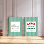 Babar The Elephant Set Of Two Green Stripy Art Prints, thumbnail 1 of 3