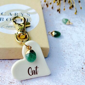 Personalised Key Ring With Aventurine Crystal, 2 of 2