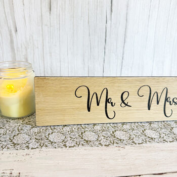 Wooden Wedding Sign Mr And Mrs Keepsake Decoration, 5 of 6