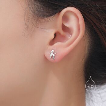 Sterling Silver Tiny Poodle Dog Stud Earrings, 5 of 12