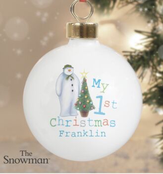 Personalised The Snowman My 1st Christmas Bauble, 2 of 3