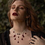 Blood Red Cut Glass Waterfall Earrings, thumbnail 4 of 5