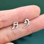 Sterling Silver Double Quaver And Bass Clef Stud Earrings, thumbnail 3 of 9
