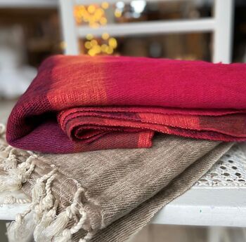 Rust Stripe Wool Mix Blanket Scarf, 4 of 4