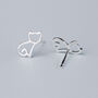 Sterling Silver Simple Cat Stud Earrings, thumbnail 3 of 6