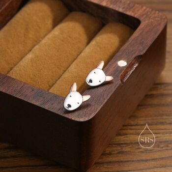 Sterling Silver Bull Terrier Dog Stud Earrings, 2 of 11