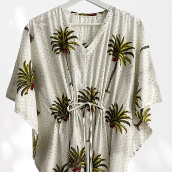 Palm Tree Print 100% Cotton Kaftan, 8 of 8