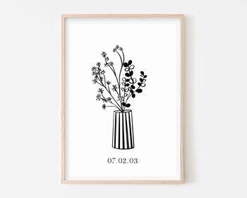 Floral Personalised Name, Date Or Holiday Art Print, 4 of 4