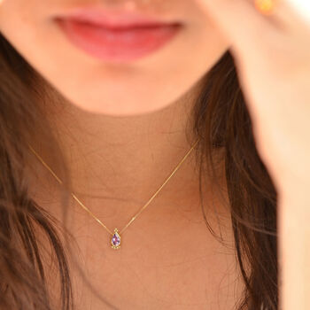 Amethyst 9ct Yellow Gold Melissa Dainty Necklace, 6 of 6