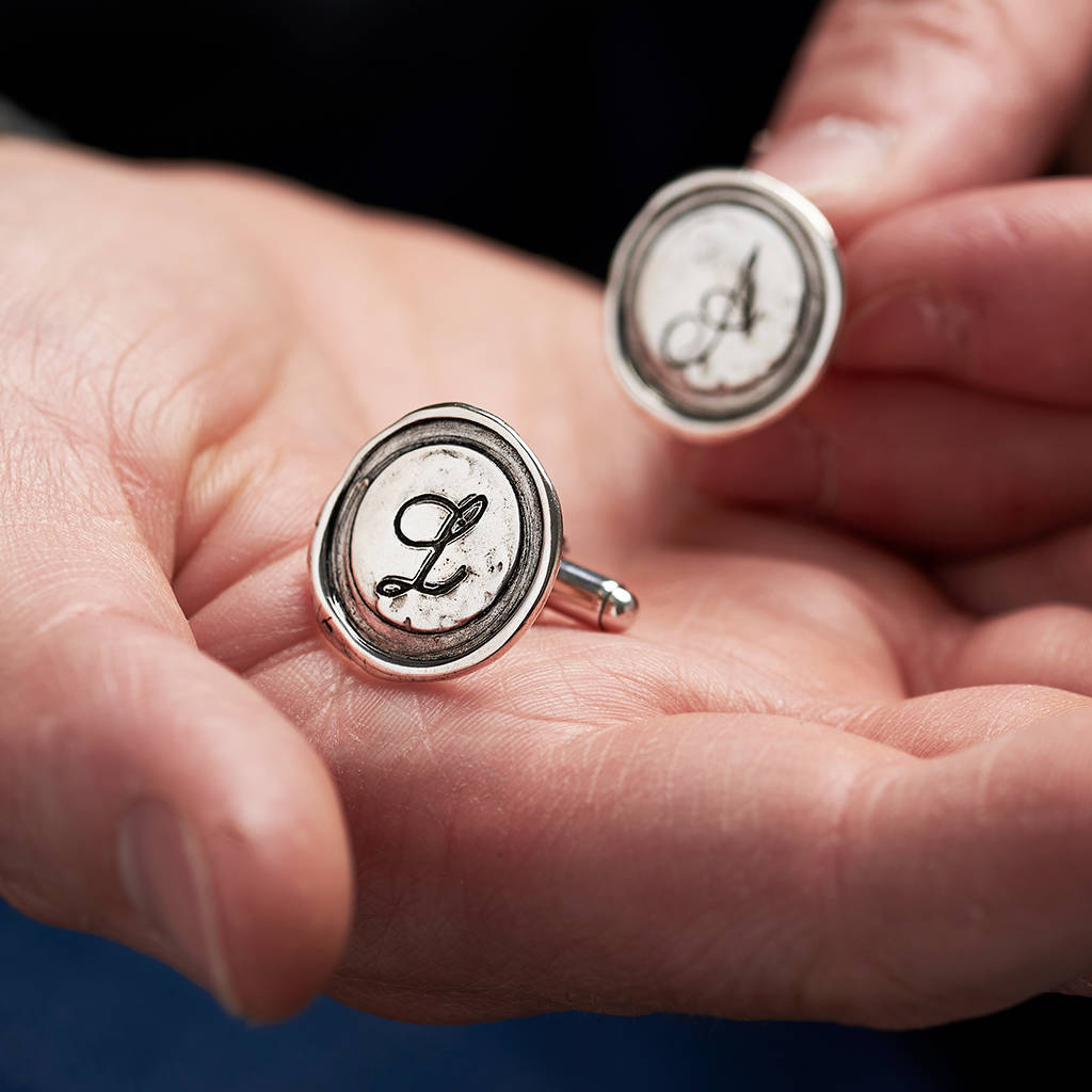 Personalised Silver Wax Seal Initial Cufflinks, 1 of 5