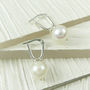 White Pearl Drop Hinged Earrings, thumbnail 2 of 3