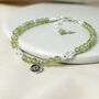 Peridot And Lotus Sterling Silver Bracelet, Natural Gemstone August Birthstone Gift, thumbnail 2 of 5