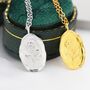 Aster Flower Oval Necklace In Sterling Silver, thumbnail 1 of 10