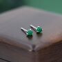 Natural Green Onyx Stud Earrings In Sterling Silver, thumbnail 6 of 12