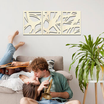 Triptych 3D Wooden Wall Panels: Modern Art Design, 8 of 9