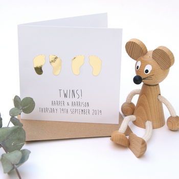Twins Personalised New Baby Card, 6 of 6