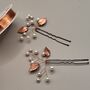 Copper Leaf Hair Pin With Pearls Perfect For Weddings, thumbnail 3 of 10