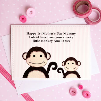 'Monkeys' 1st Birthday Or Mothers Day As My Mummy Card, 2 of 5