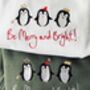 Embroidered 'Merry And Bright' Penguin Christmas Jumper, thumbnail 1 of 3