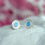 Sterling Silver Blue Fire Opal Stud Earrings, thumbnail 3 of 7