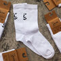 Smiley And Sporty White Ribbed Organic Cotton Socks, thumbnail 1 of 4