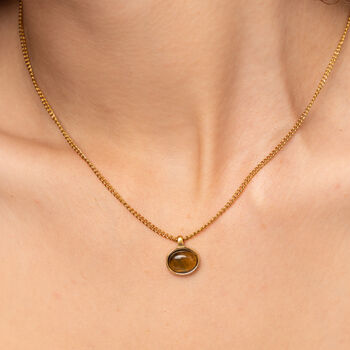 Brown Stone Oval Pendant Necklace, 3 of 6