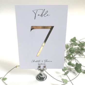 Modern Wedding Table Numbers Gold Or Silver Foil, 10 of 12