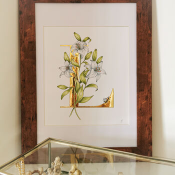 L Is For Lily Illuminated Botanical Print, 5 of 6