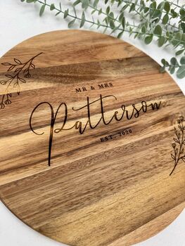 Personalised Engraved Acacia Cheese Board, 6 of 8