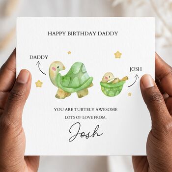 Daddy Tutle Birthday Card From Kids, Turtlely Awesome Dad, 2 of 3