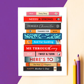 Stack Of Books Mother's Day Card, 2 of 5