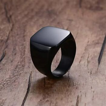 15mm Wide Top Flat Square Signet Unisex Ring, 6 of 7