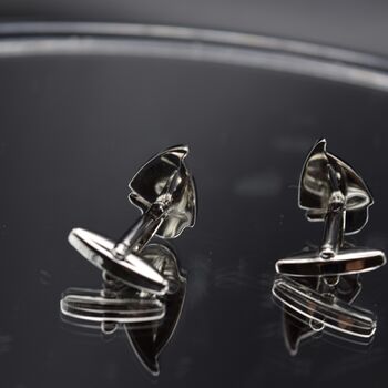 Sailboat Cufflinks Silver Nautical Gift For Sailors And Ocean Lovers, 3 of 5