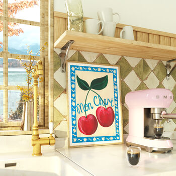 Mon Cheri Cherry Wall Art | Hand Painted Kitchen Print, 2 of 13