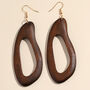 Oblong Wooden Dangle Earrings Gift, thumbnail 3 of 4