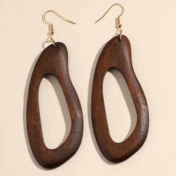 Oblong Wooden Dangle Earrings Gift, 3 of 4