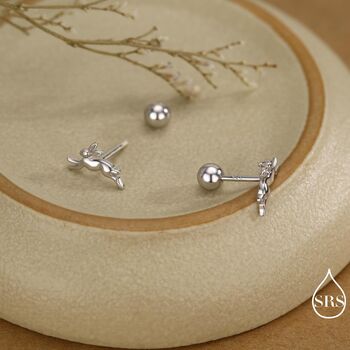 Tiny Leaping Hare Screw Back Earrings In Sterling Silver, 3 of 11