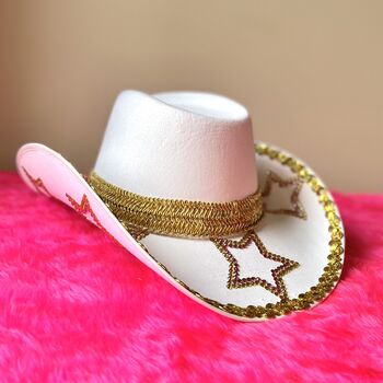 Baby Pink And Gold Star Cowboy Hat, 2 of 5