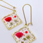 Real Flowers Diamond Drop Earrings Small Hand Made, thumbnail 4 of 10