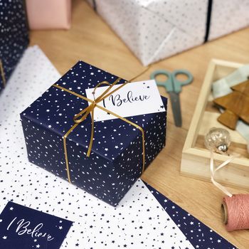 Christmas Stars 'I Believe' Mixed Wrapping Paper Set, 5 of 12