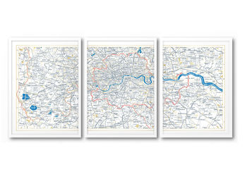 Set Of Three Vintage London Metallic Map Prints, 2 of 7