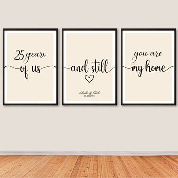Silver Anniversary Minimalist Typography Print, 25 Years Wedding Anniversary Gift, Unframed, Sold As Individual Prints, 3 of 9