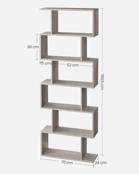 Six Tier Bookshelf Room Divider Modern Storage Unit, 11 of 12