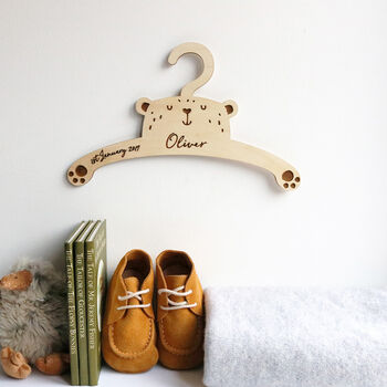 Personalised Childrens Coat Hanger With Bear Design, 4 of 8