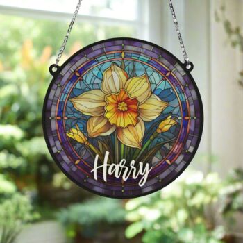 Daffodil Personalised Stained Glass Effect Suncatcher, 2 of 6