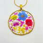 Pressed Flowers Circle Necklace Silver Or Gold Handmade Medium Size, thumbnail 1 of 9