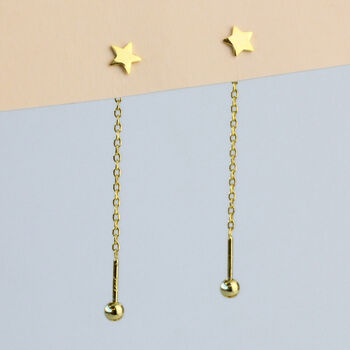 Sterling Silver Screw Back Star Threader Earrings, 7 of 8
