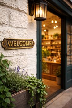 Custom Solid Brass Welcome Plaque With Antique Finish, 5 of 6